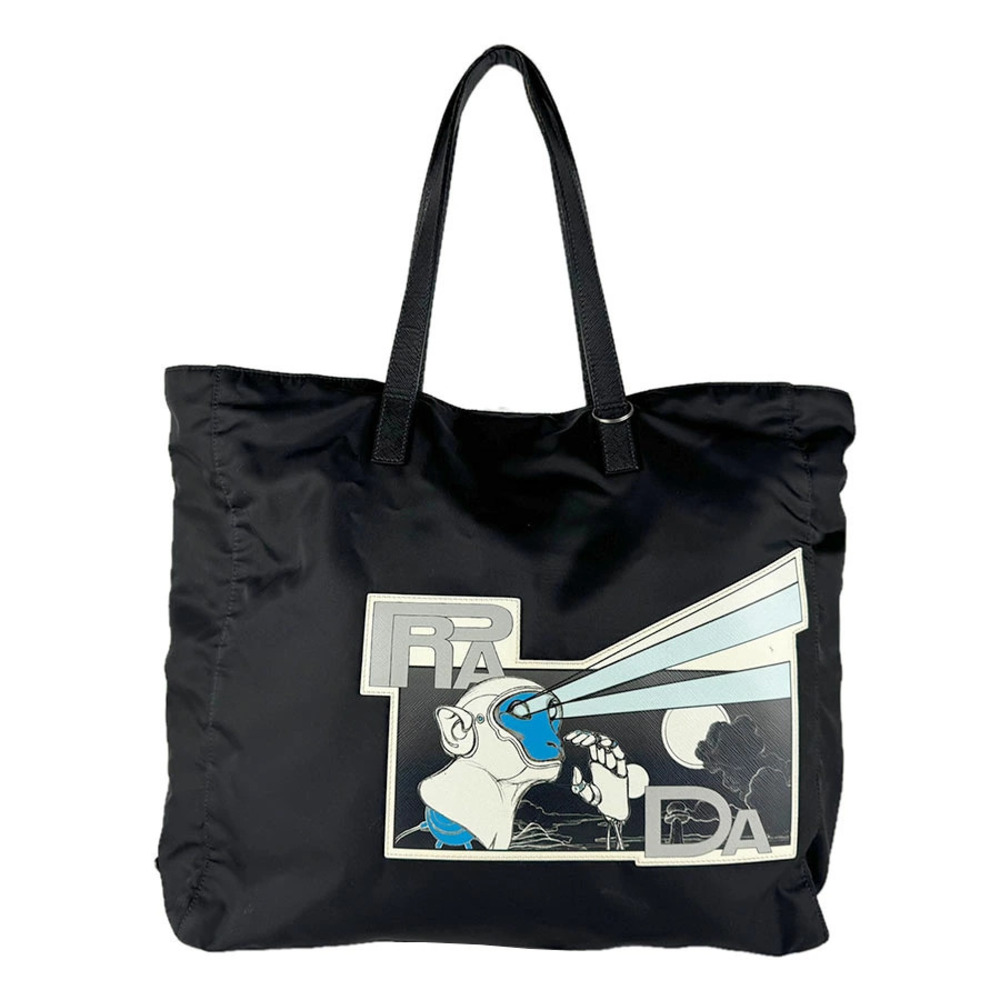 Prada Tessuto Saffiano Shoulder Bag Leather Black